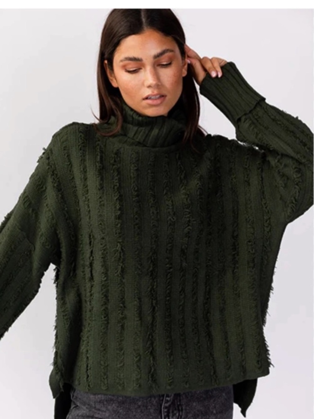 Gilli Charcoal Gray Textured Turtleneck Sweater NWT